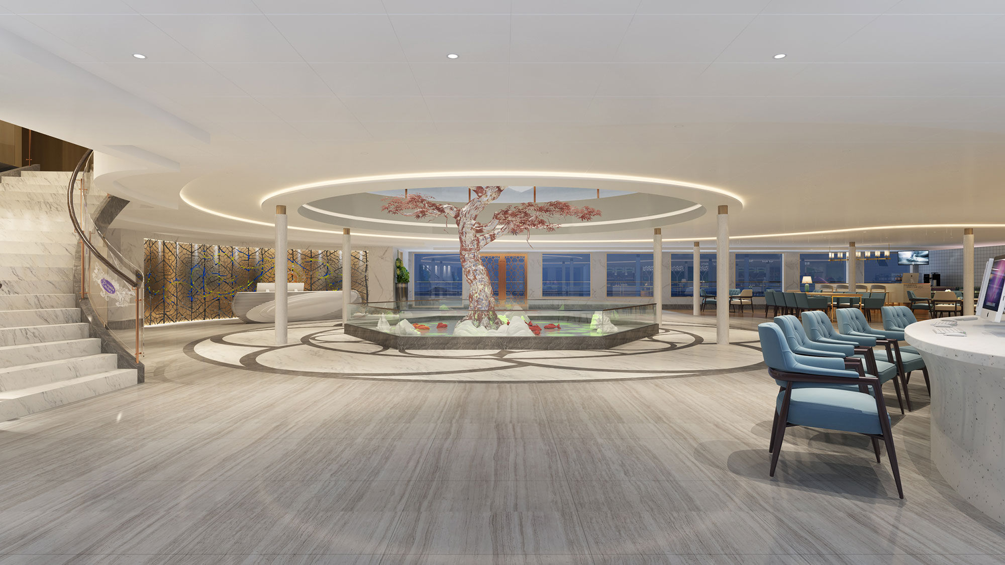 A rendering of the Victoria Sabrina's lobby.