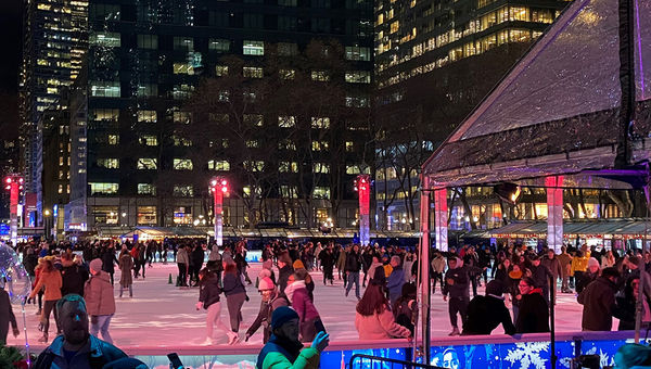 The ice rink at the Bank of America Winter Village at Bryant Park. The ice rink at the Bank of America Winter Village at Bryant Park.
