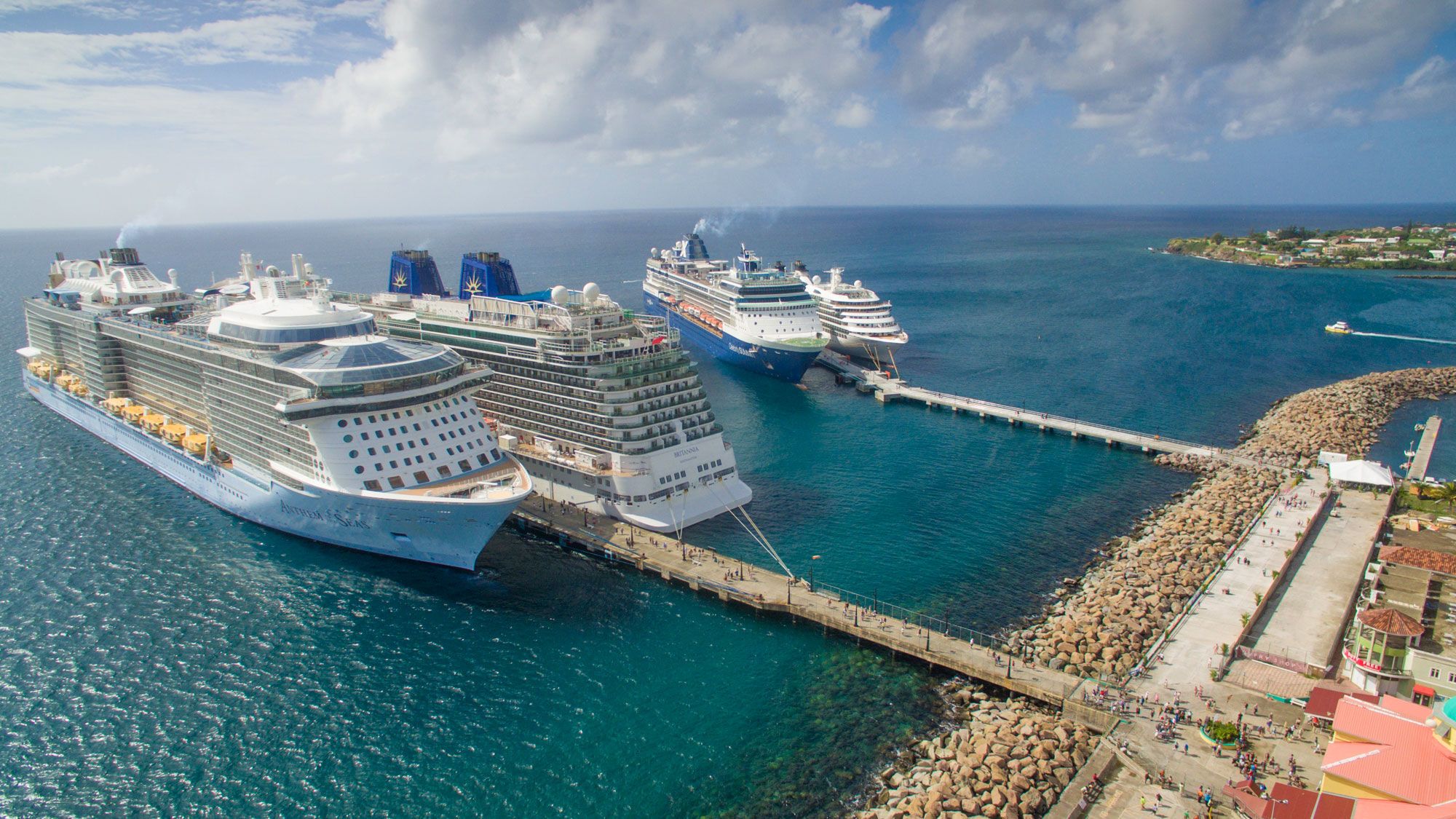 Four ships were in St. Kitts simulaneously thanks to a new pier constructed in Basseterre.