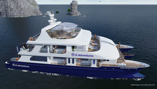 A rendering of G Adventures' upcoming adventure yacht, the Reina Silvia Voyager.