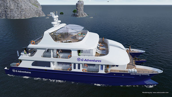 A rendering of G Adventures' upcoming adventure yacht, the Reina Silvia Voyager.