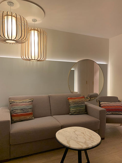 A two-room with suite at the Croisette Beach Hotel in Cannes. A two-room with suite at the Croisette Beach Hotel in Cannes.