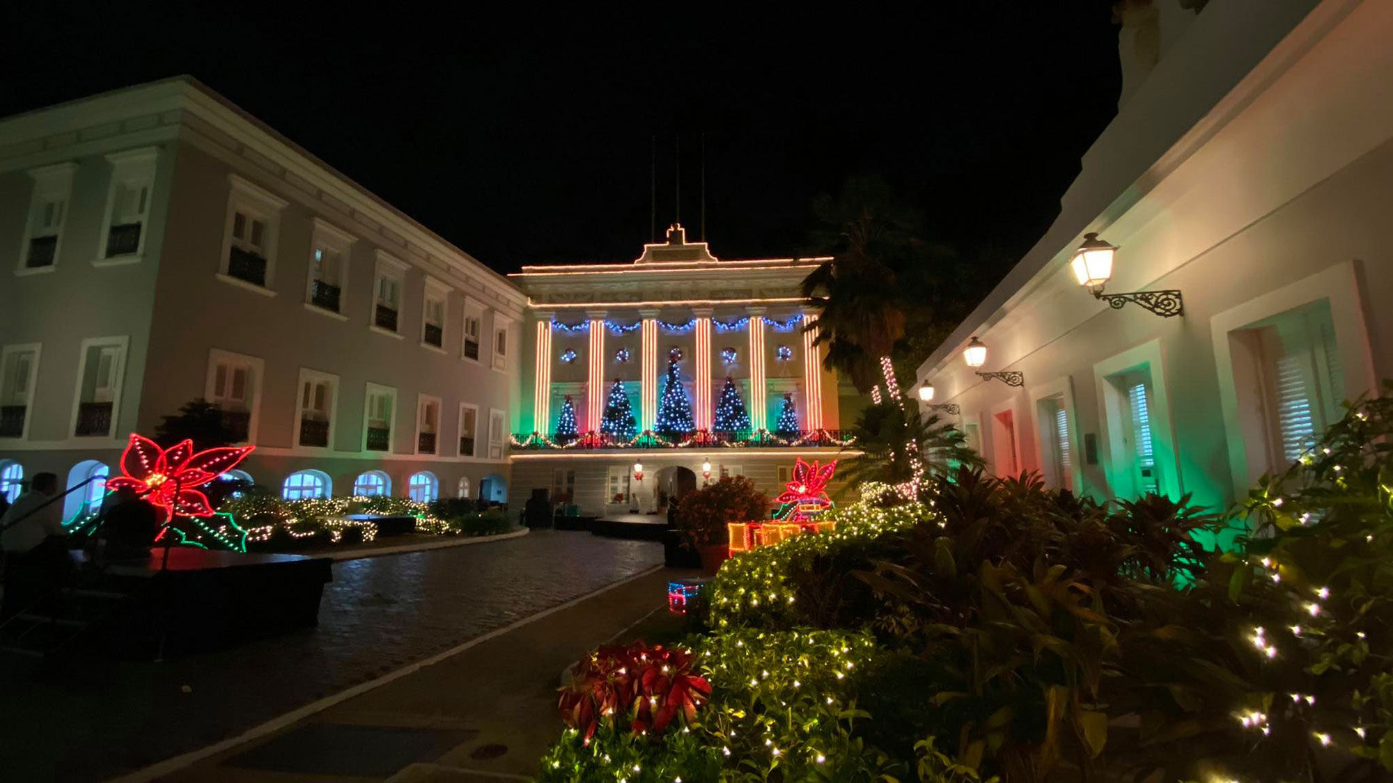 Holiday decorations at La Fortaleza, the official residence and office of the governor of Puerto Rico.