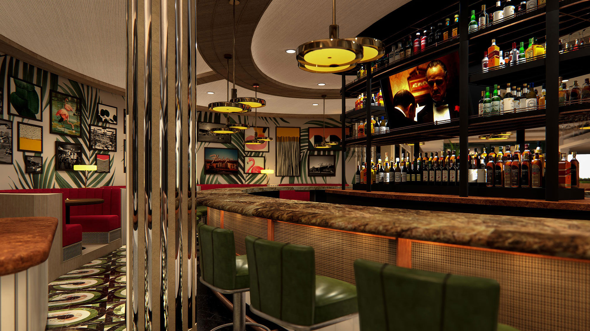 A rendering of Bugsy & Meyer's Steakhouse, to open at Flamingo Las Vegas.