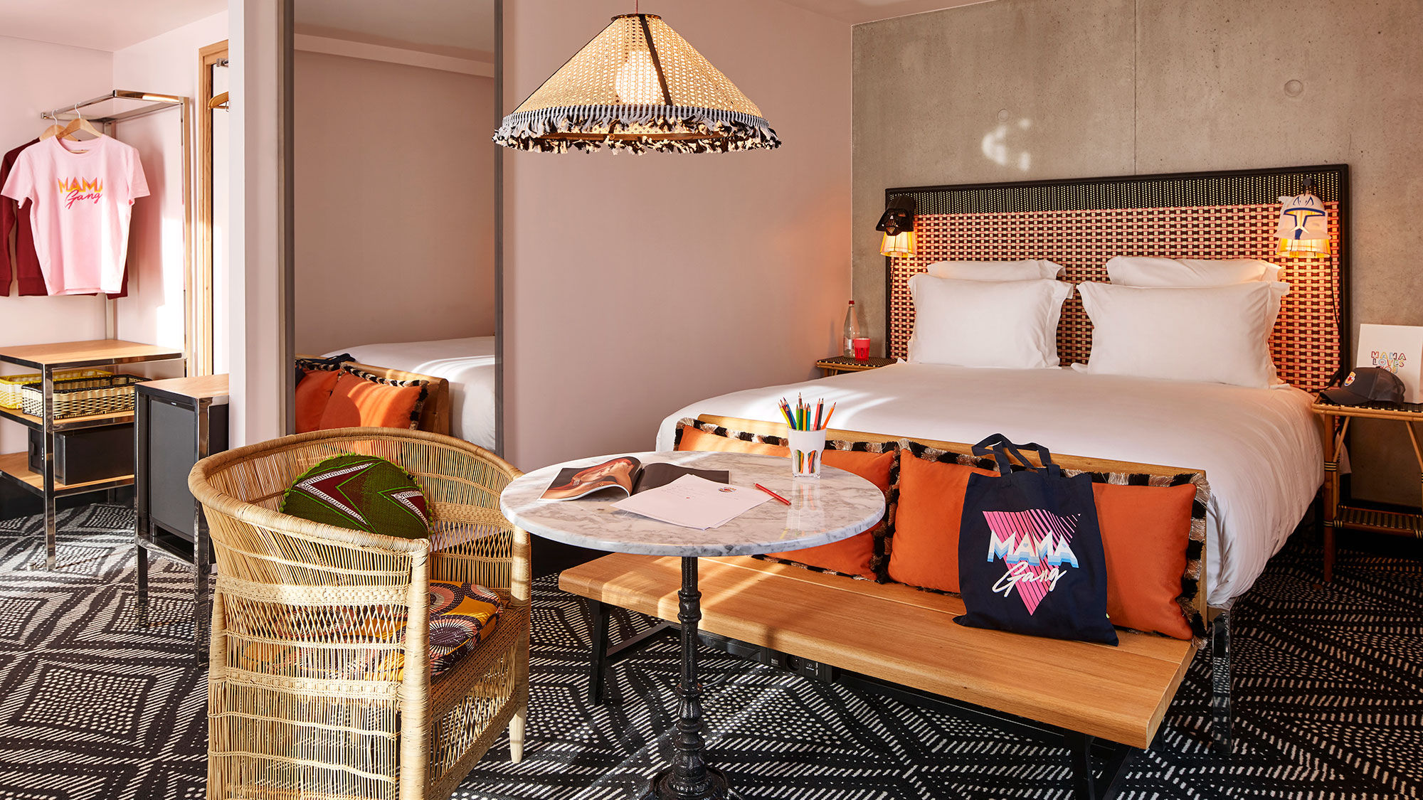 A guestroom at Mama West Paris.