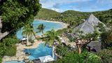 The beach and pool area at the Rosewood Little Dix Bay on Virgin Gorda in the British Virgin Islands