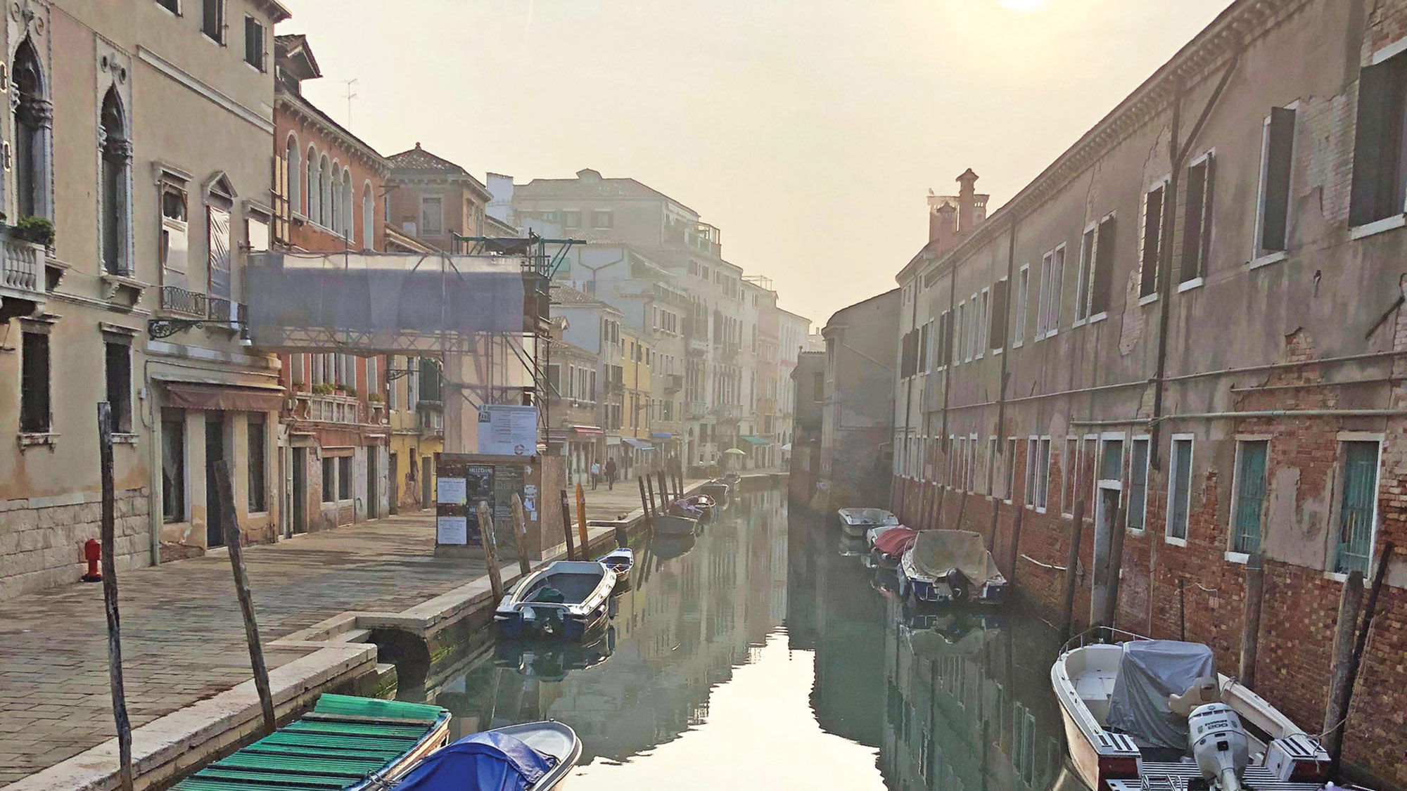 A quay and canal in the Cannaregio district of Venice.
