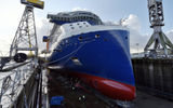 The Celebrity Apex under construction at the Chantiers de l'Atlantique shipyard in Saint-Nazaire, France. The ship is scheduled to debut in March.