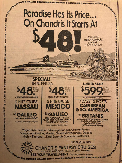 A Chandris ad in the Miami Herald. A Chandris ad in the Miami Herald.