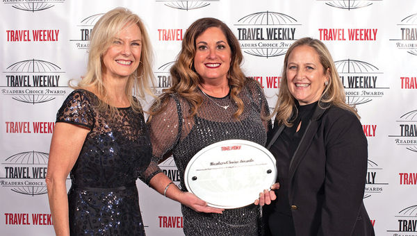 Melissa Araya, Carmen Roig and Bertha Espinosa of Crystal Cruises, which repeated its win for Cruise Line: Luxury.