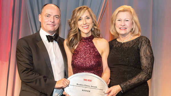 Northstar Travel Group’s Alicia Evanko, center, is flanked by Randall Soy and Kate Otto of Regent Seven Seas Cruises, which won the Cruise Ship: Luxury category for its Seven Seas Explorer. Northstar Travel Group’s Alicia Evanko, center, is flanked by Randall Soy and Kate Otto of Regent Seven Seas Cruises, which won the Cruise Ship: Luxury category for its Seven Seas Explorer.