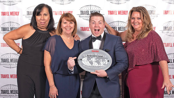 Roberta Diaz of Apple Vacations, Donna Mulligan of Funjet Vacations, Jim Tedesco of Apple Leisure Group Vacations and Heather Hendrix of Travel Impressions.