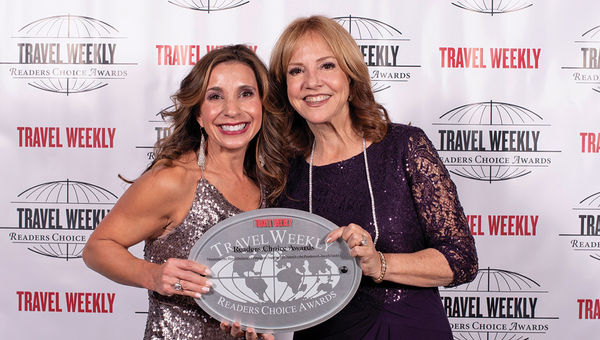 Joanne Schimelman and Vicki Freed of Royal Caribbean International, which scored wins in five categories, including Individual Cruise Ship (for Symphony of the Seas).