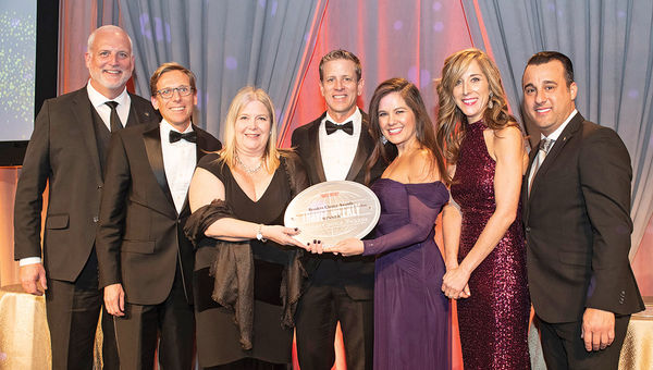 Justin French, Ken Tate, Janet Wygert, Kirk Neal, Wendy Whitener and Marc Campagnone, far right, of Carnival Cruise Line with  Northstar Travel Group’s Alicia Evanko, second from right. Carnival once again won in the Domestic and Family Experience categories.