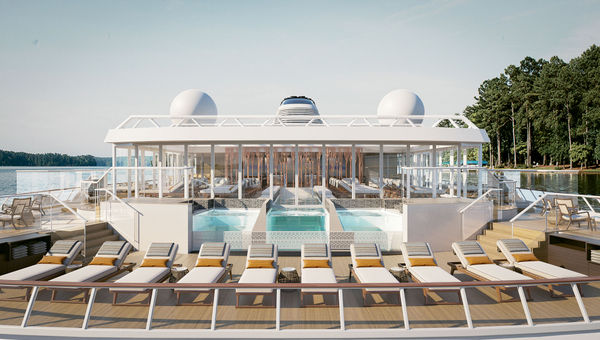 A rendering of the expedition ships' pool deck.