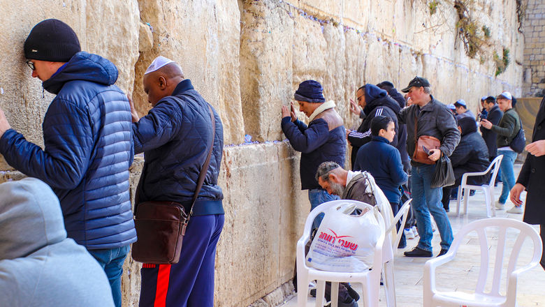 Worshippers at the Western Wall in Jerusalem's Old City in January 2020.