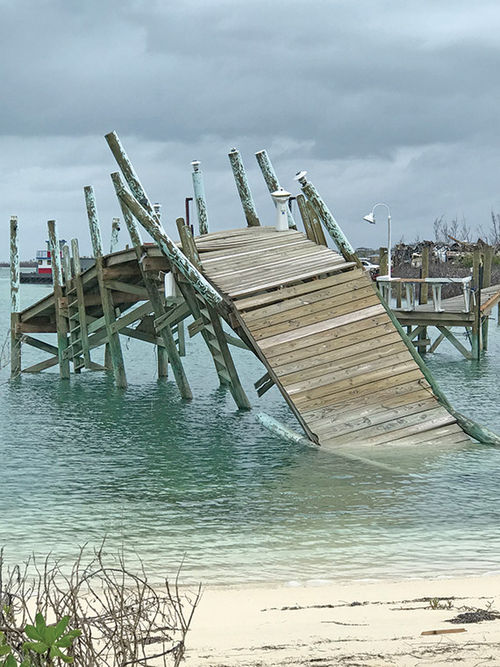 One of the many damaged piers on Elbow Cay.