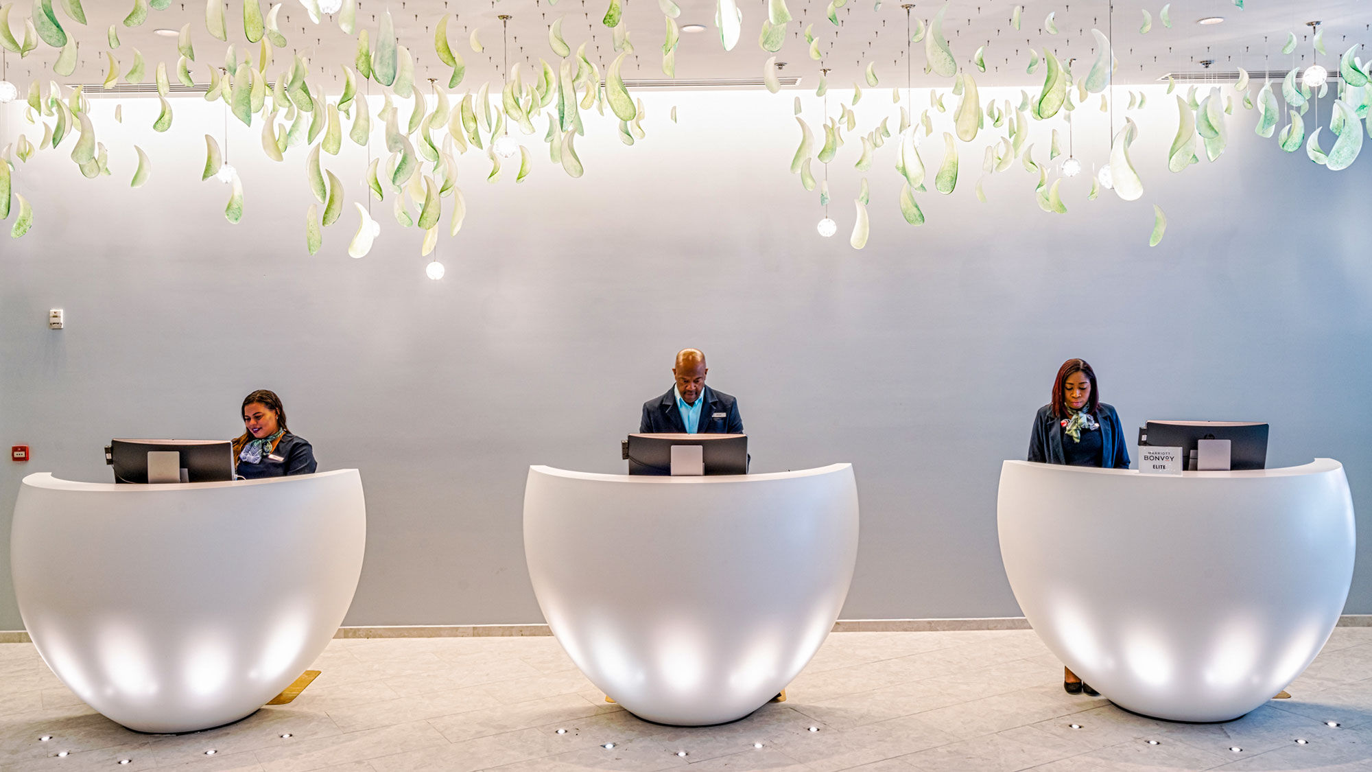 The traditional front desk is seen no more in the sleek new lobby and reception area of the Renaissance Curacao Resort & Casino.