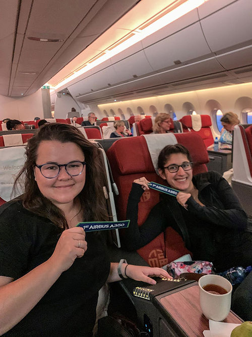 South African Airways handed out souvenirs Monday morning after its new Airbus 350-900 made its first flight on its nonstop Johannesburg-JFK. South African Airways handed out souvenirs Monday morning after its new Airbus 350-900 made its first flight on its nonstop Johannesburg-JFK.