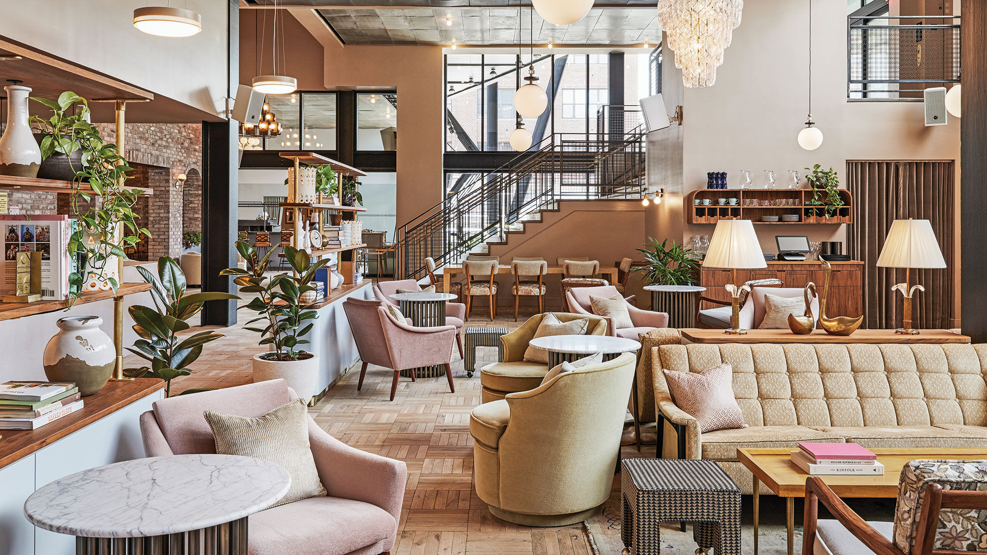 The lobby at the Hoxton Williamsburg in Brooklyn, N.Y.