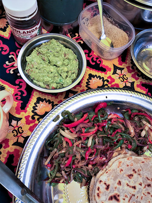 Mexican food to the rescue! After Dash began to lose his appetite – a common reaction to altitude – a lunch of fajitas at 14,000 feet brought it back. Mexican food to the rescue! After Dash began to lose his appetite – a common reaction to altitude – a lunch of fajitas at 14,000 feet brought it back.