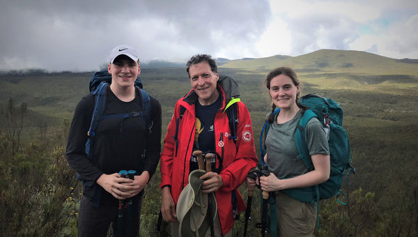 Dash, Arnie and Emma pause en route across the Shira Plain, thought to be the enormous caldera of a volcano that collapsed two million years ago. Dash, Arnie and Emma pause en route across the Shira Plain, thought to be the enormous caldera of a volcano that collapsed two million years ago.