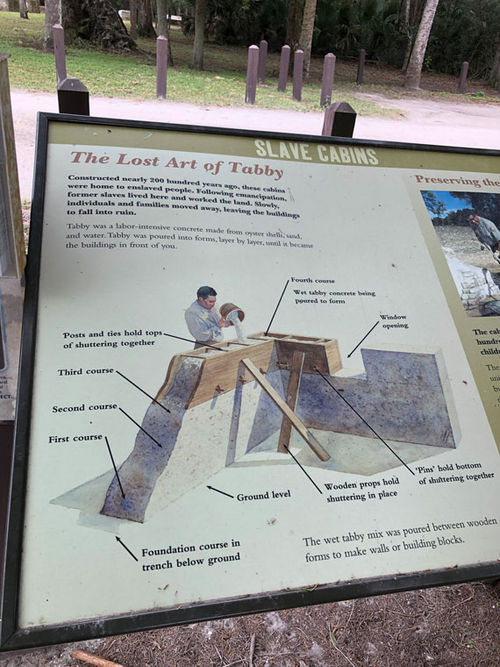 The slave quarters at the Kingsley Plantation in Jacksonville were built from tabby, a concrete made from oyster shells.