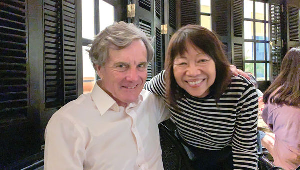Actor Nicholas Hammond and the author at the Long Bar at the Raffles Singapore, which remains a tourist draw despite coronavirus fears. Actor Nicholas Hammond and the author at the Long Bar at the Raffles Singapore, which remains a tourist draw despite coronavirus fears.