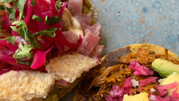 Tostadas at La Fondita at the Rosewood Mayakoba. Tostadas at La Fondita at the Rosewood Mayakoba.