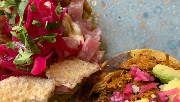 Tostadas at La Fondita at the Rosewood Mayakoba. Tostadas at La Fondita at the Rosewood Mayakoba.