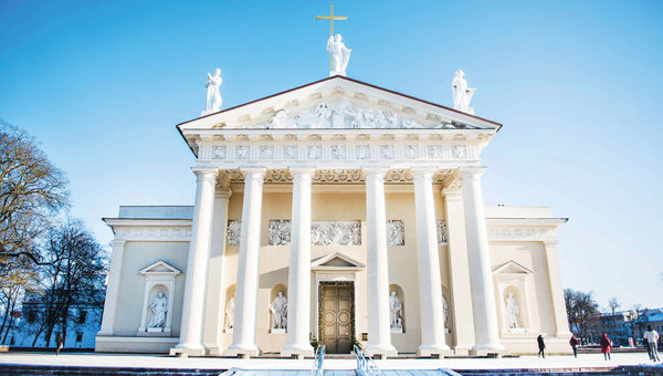 The Cathedral Basilica in Cathedral Square in Old Town Vilnius. The Cathedral Basilica in Cathedral Square in Old Town Vilnius.