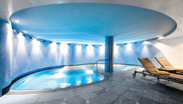 A hydrotherapy pool at the hotel’s 22,000-square-foot spa.
