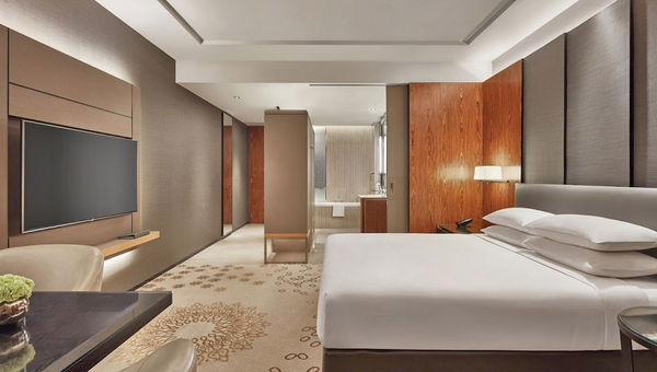 A standard king room at the hotel, which opened in 2018. A standard king room at the hotel, which opened in 2018.