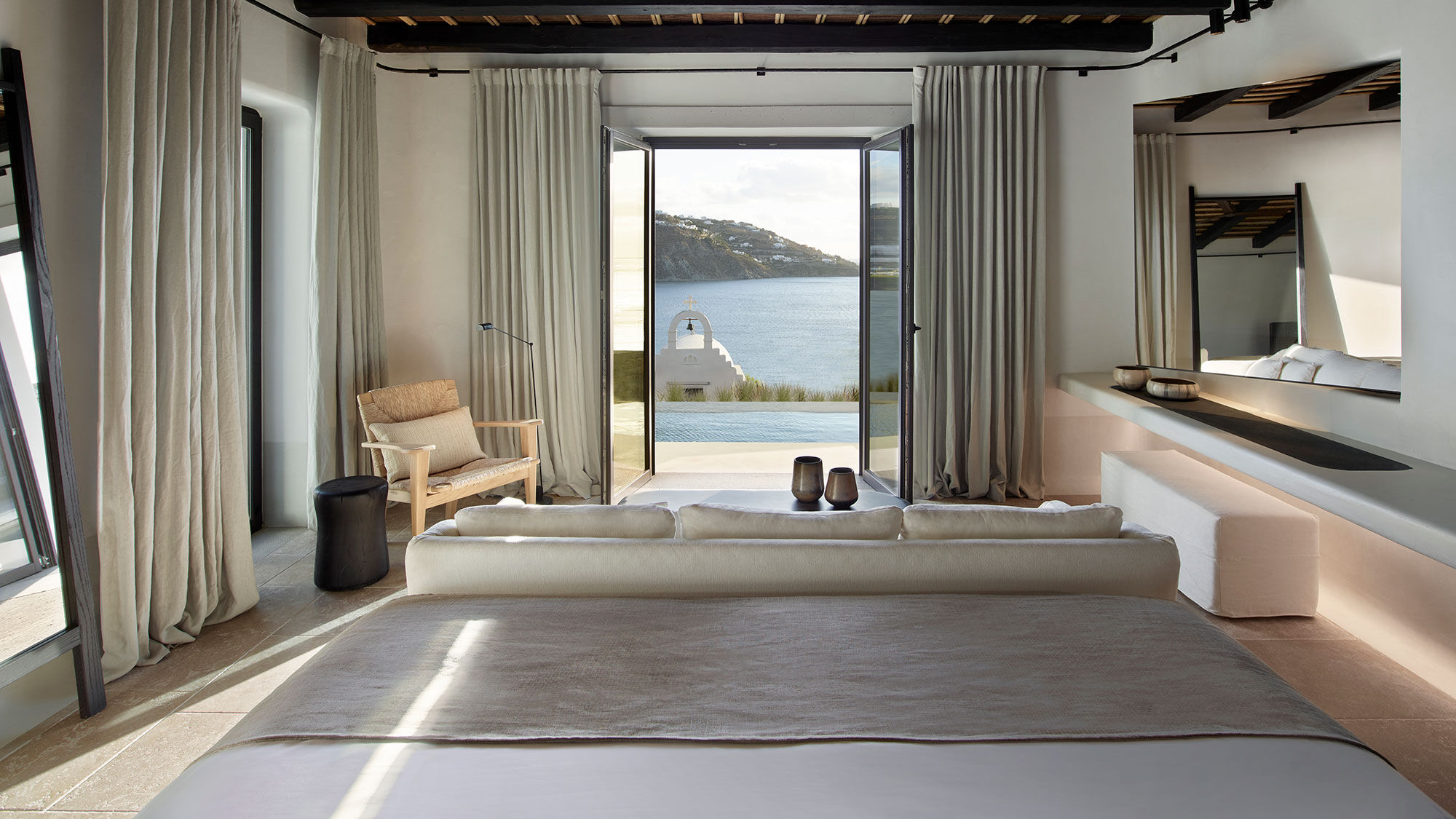 A suite at the hotel Kalesma on Mykonos, Greece.