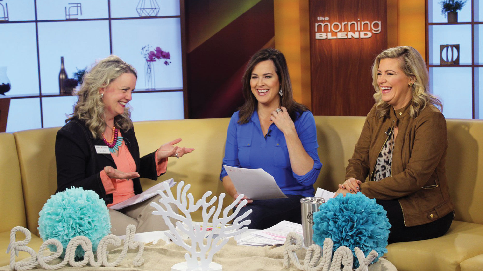 Lynn Clark (left), a partner at Travel Leaders in Delafield, Wis., makes an appearance on the local NBC affiliate’s “The Morning Blend” program with co-hosts Molly Fay (center) and Tiffany Ogle.