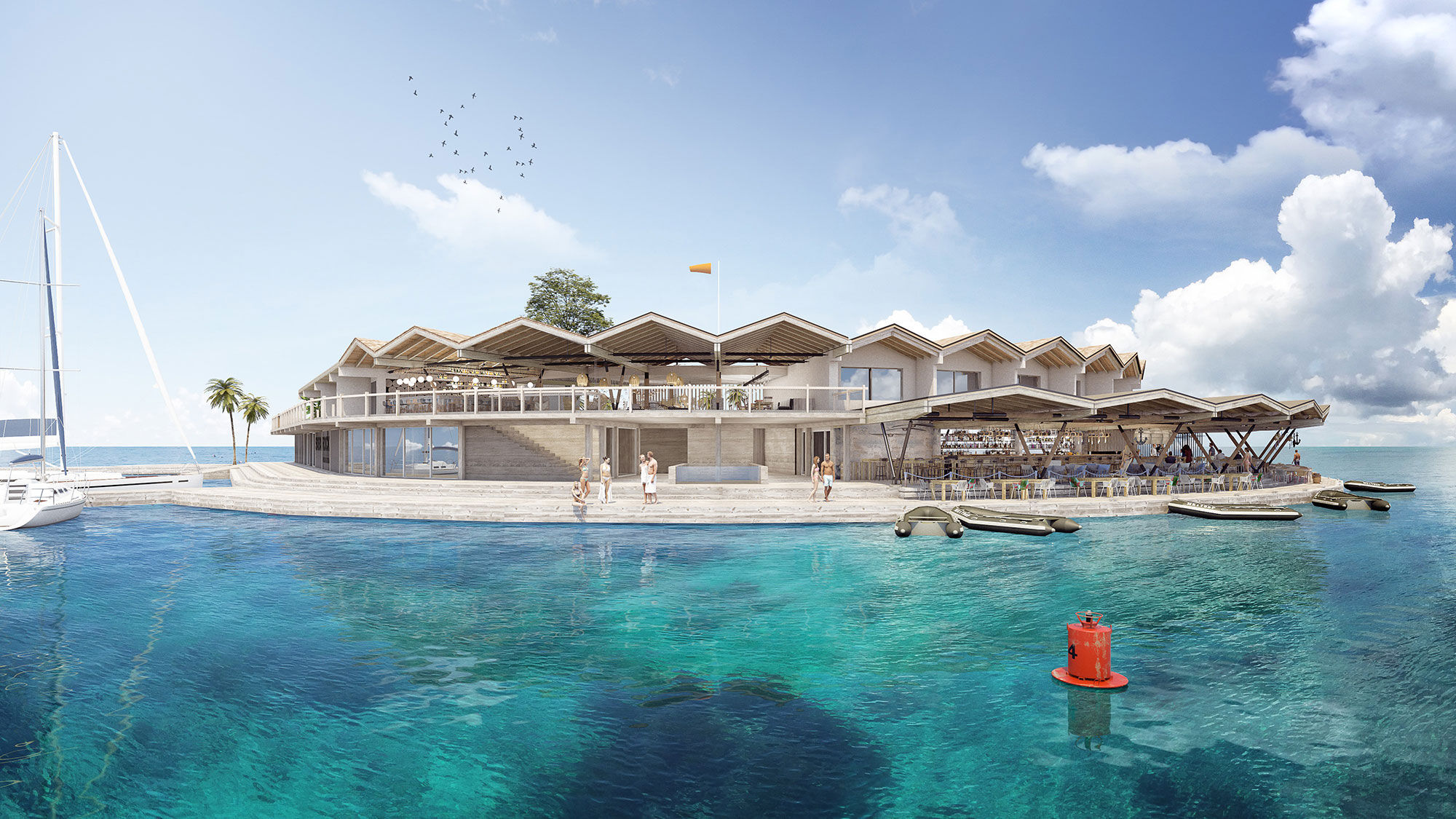 A rendering of Saba Rock resort in Virgin Gorda, British Virgin Islands.