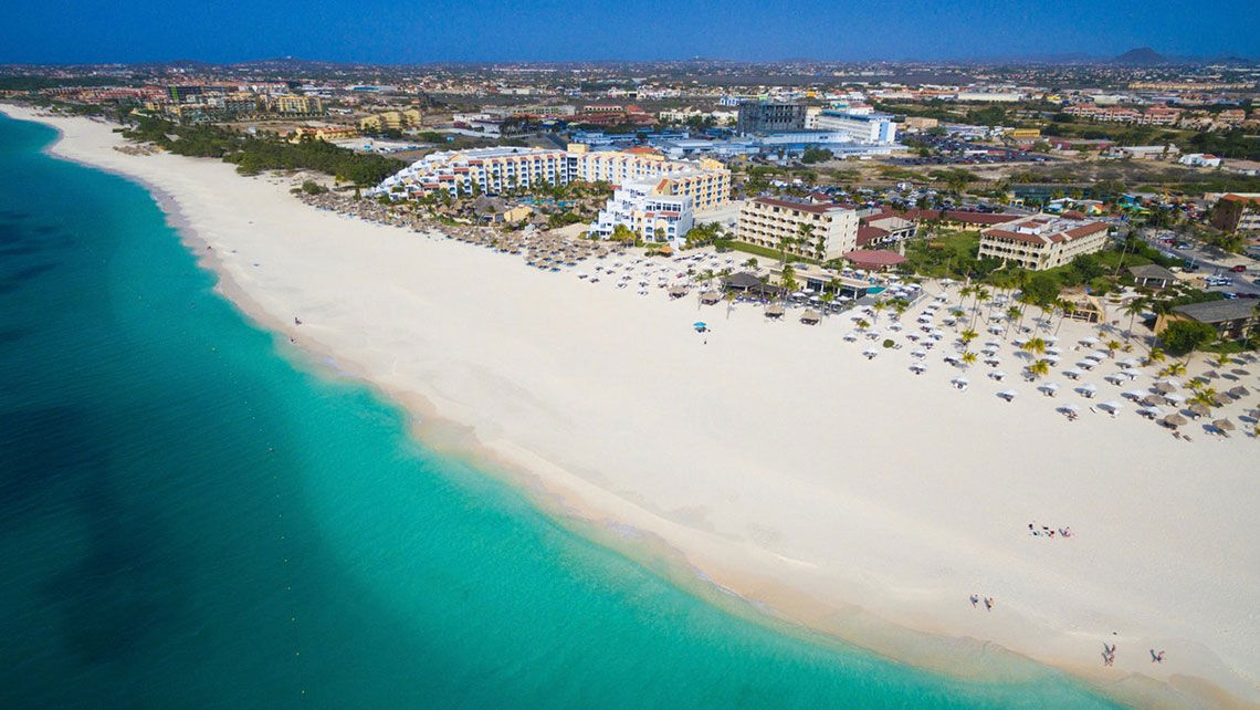 An aerial view of Bucuti & Tara Beach Resort.