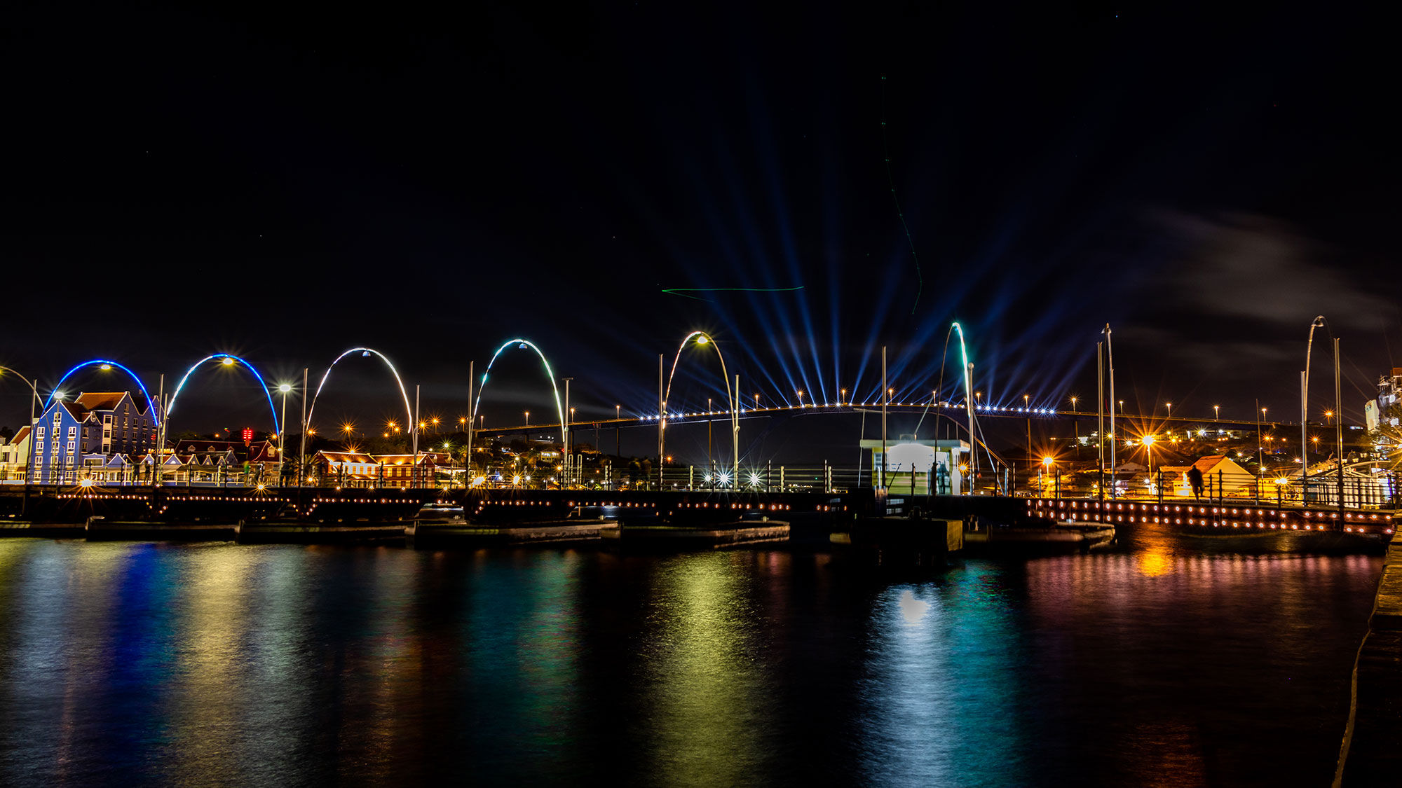 Beams of light lit the night skies over Willemstad, Curaco, to share a message of hope during Covid-19.