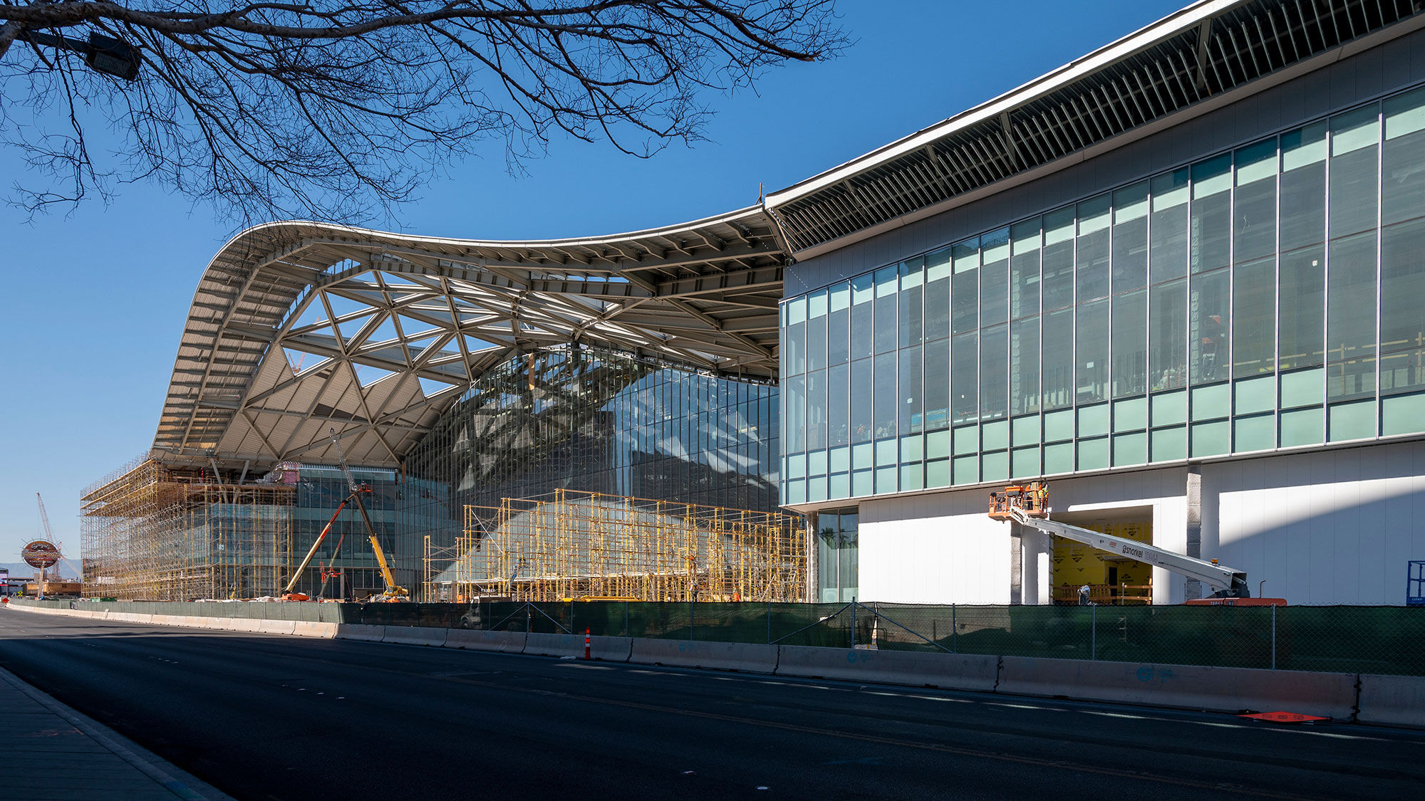 The grand entry of the West Hall is under construction at the Las Vegas Convention Center.