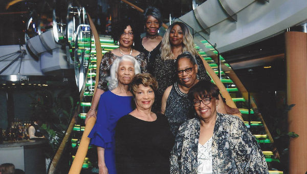 Marilyn Brown (front right) with part of a group she took on a cruise that returned Jan. 28.