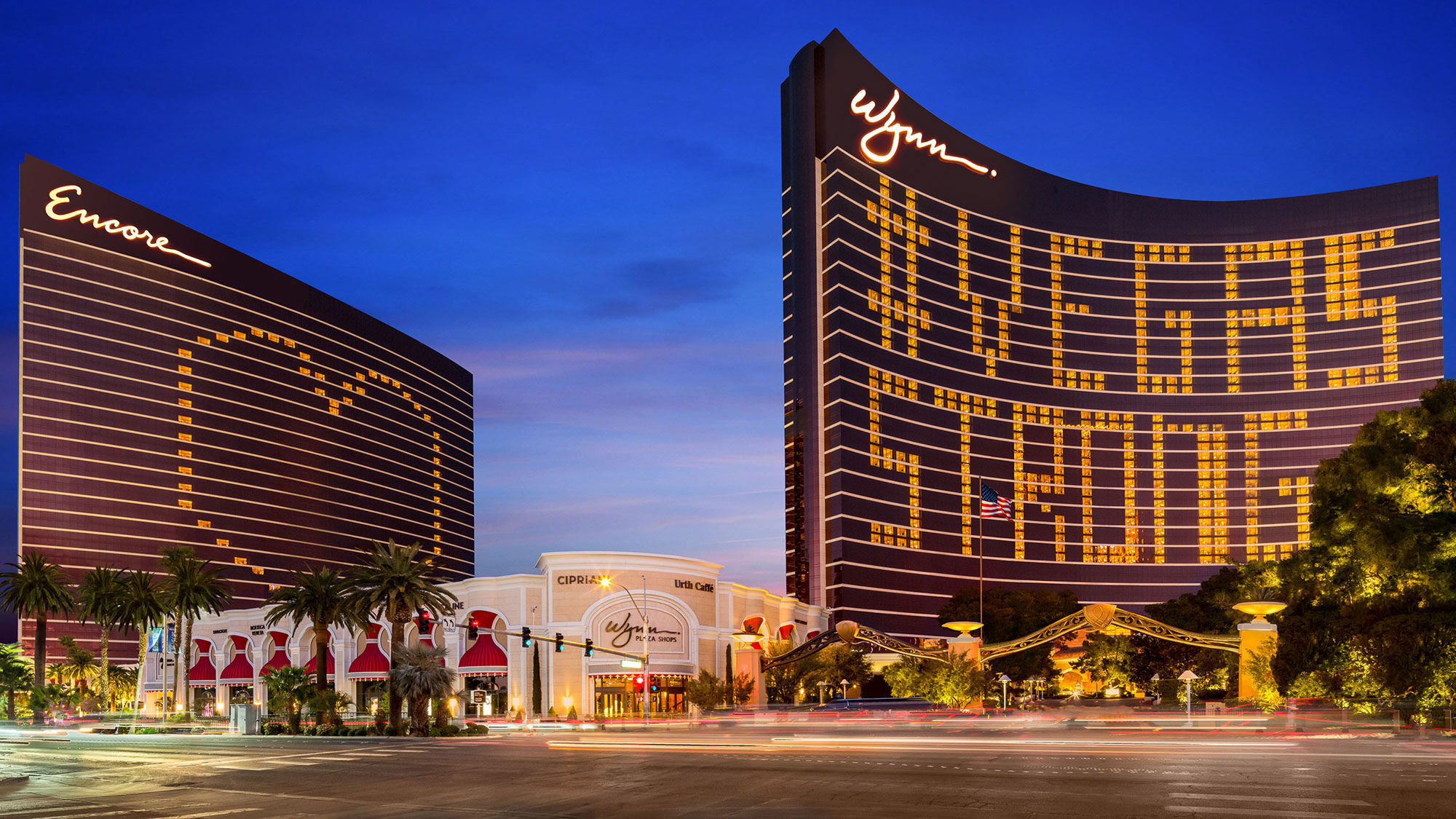 Messages of support on the Wynn and Encore casino-hotels, which might reopen by late May.