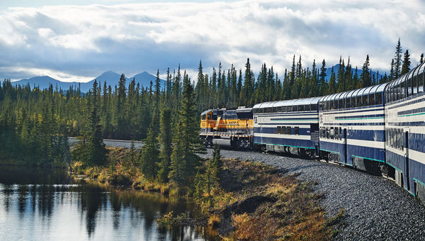 Princess Cruises rail cars in Alaska.