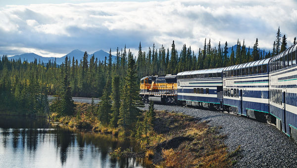 Princess Cruises rail cars in Alaska. Princess Cruises rail cars in Alaska.