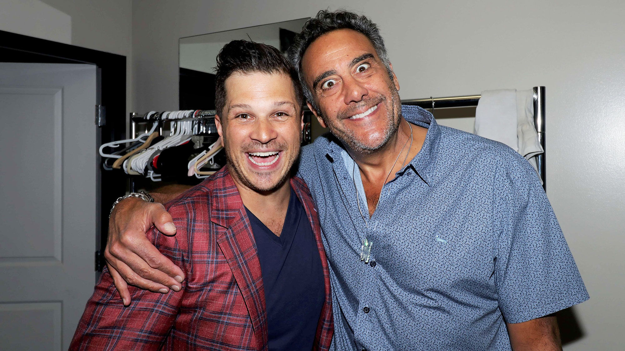Comedian Brad Garrett, right, with Mondays Dark creator Mark Shunock.