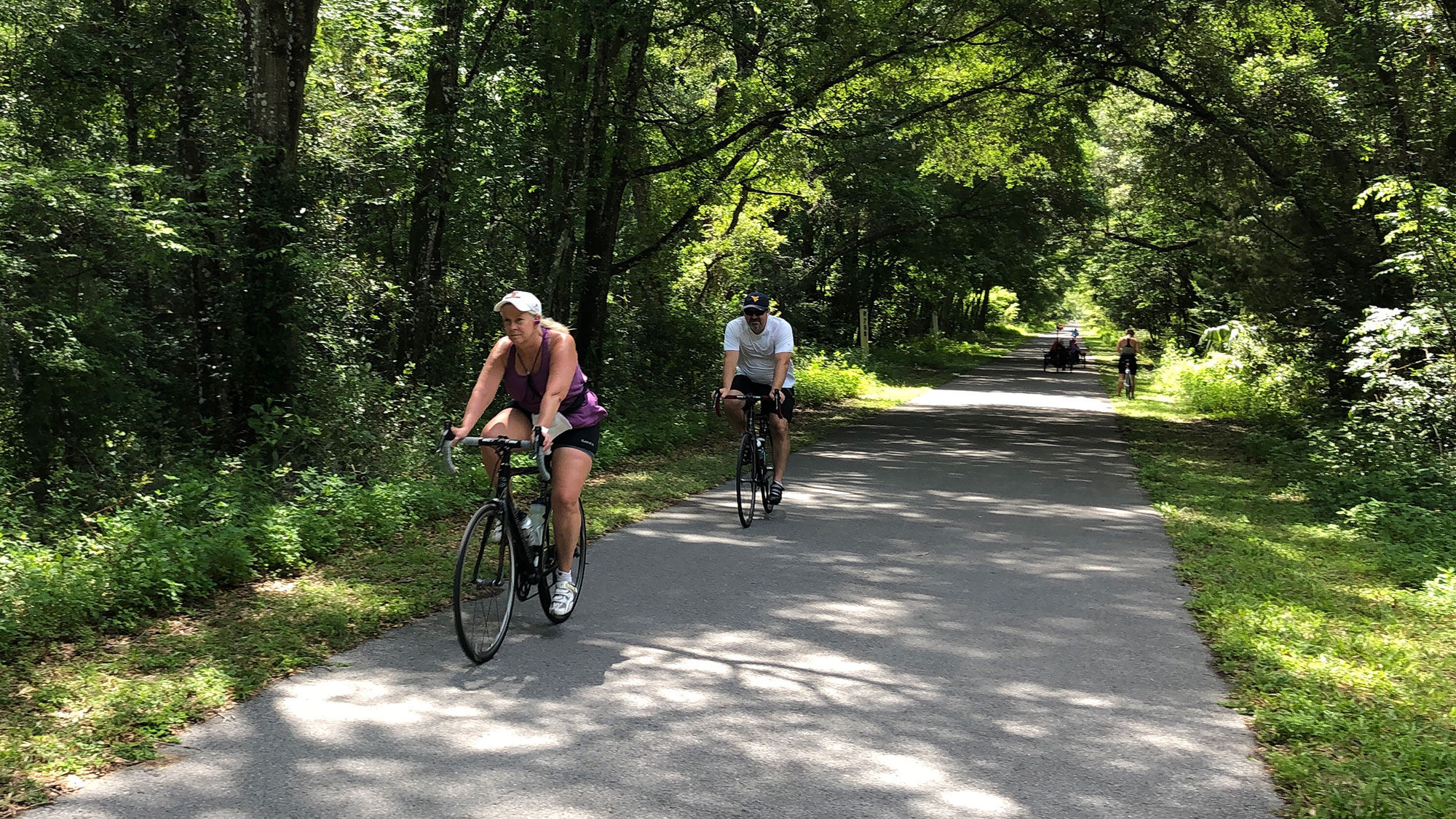 The Withlacoochee State Trail is a former railroad right of way repaved for bicycles. It follows the Withlacoochee River in central Florida between Dunnellon and Lacoochee.