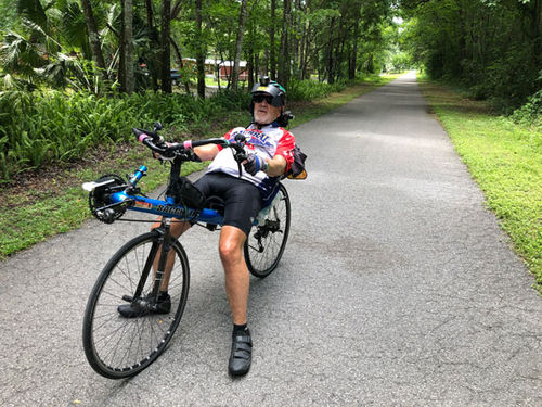 Recumbent bicycles are a popular style on the Withlacoochee State Trail in Central Florida. Recumbent bicycles are a popular style on the Withlacoochee State Trail in Central Florida.