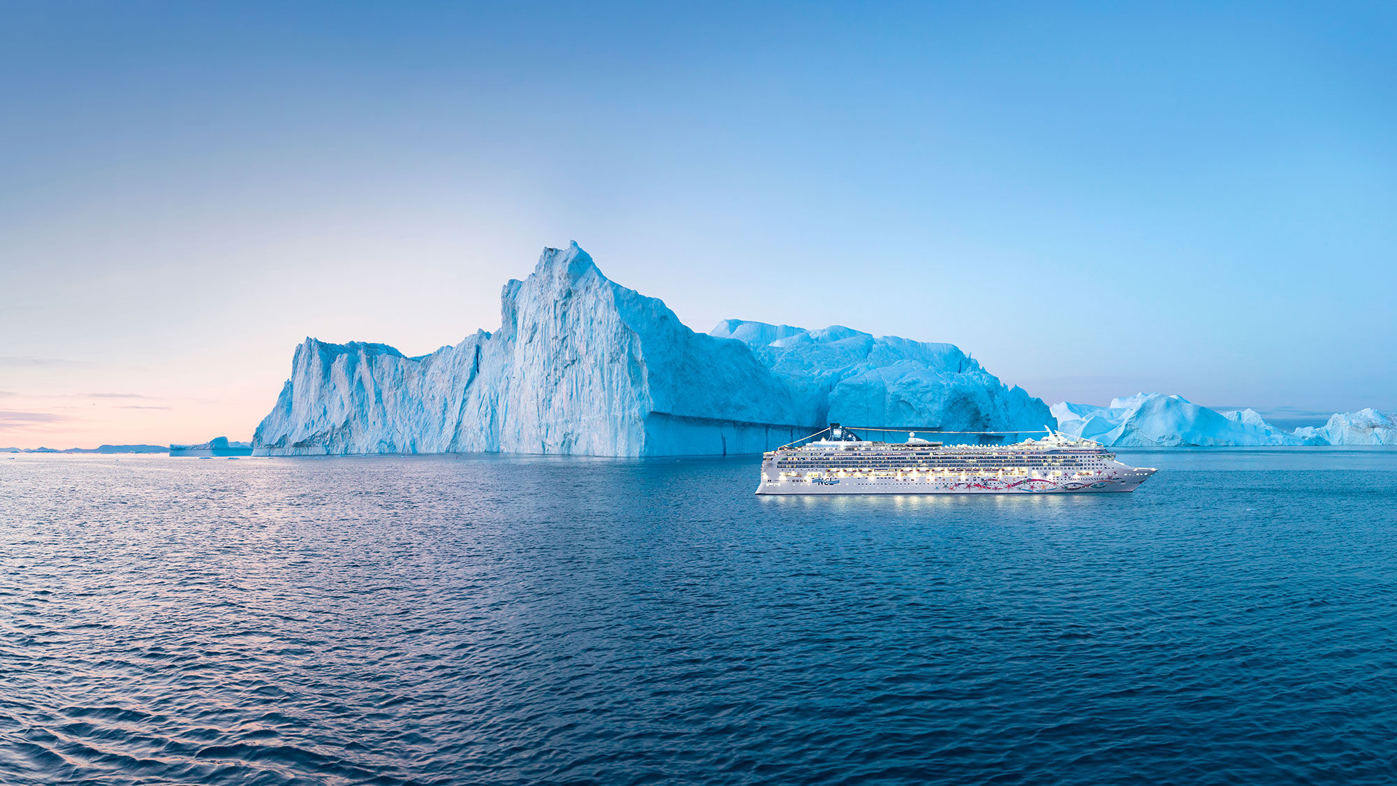 A composite image of the Norwegian Star in Antarctica.