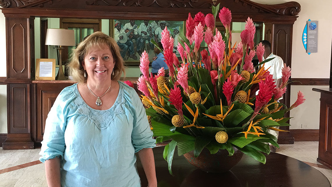 Linda Welch, the owner of Blue Ash Travel, during a visit to Sandals Royal Caribbean in Montego Bay, Jamaica.