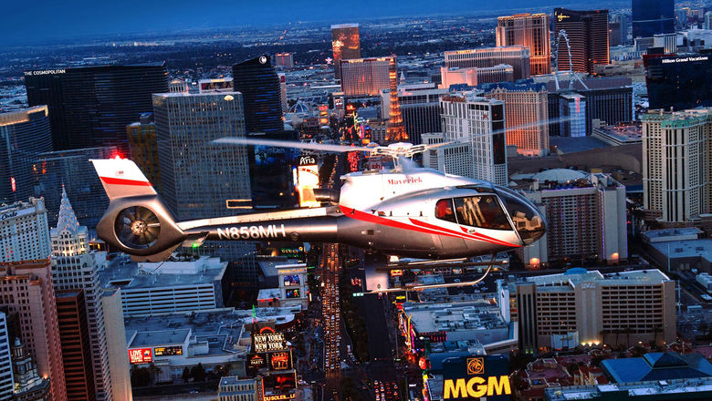Maverick Helicopters offers nightly flights over the Las Vegas Strip.