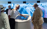 Dutch shipyard De Hoop delivered the Silver Origin, an expedition ship bound for the Galapagos, in a June 3 ceremony. An officer showed Silversea chairman Manfredi Lefebvre, far right, the interactive, LED wall in the Origin's Basecamp area.